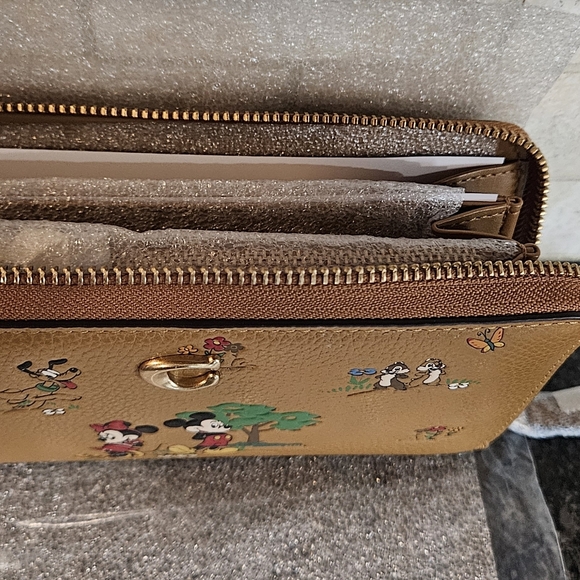 Coach x Disney Mickey & Friends Zip Wallet in Saddle - Picture 3 of 5